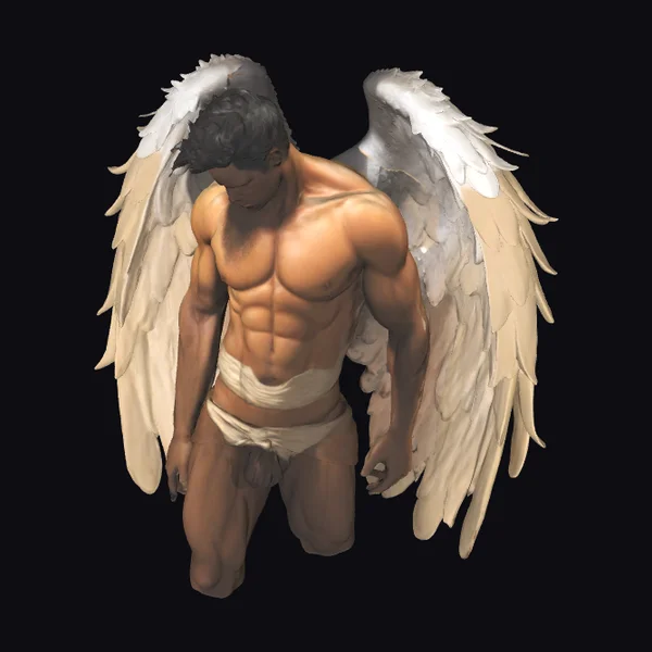 Muscular Angel Kneeling