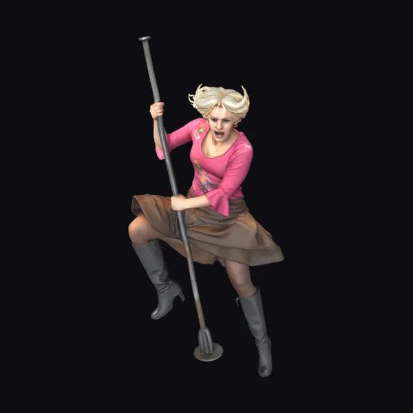 Blonde Woman with Shovel