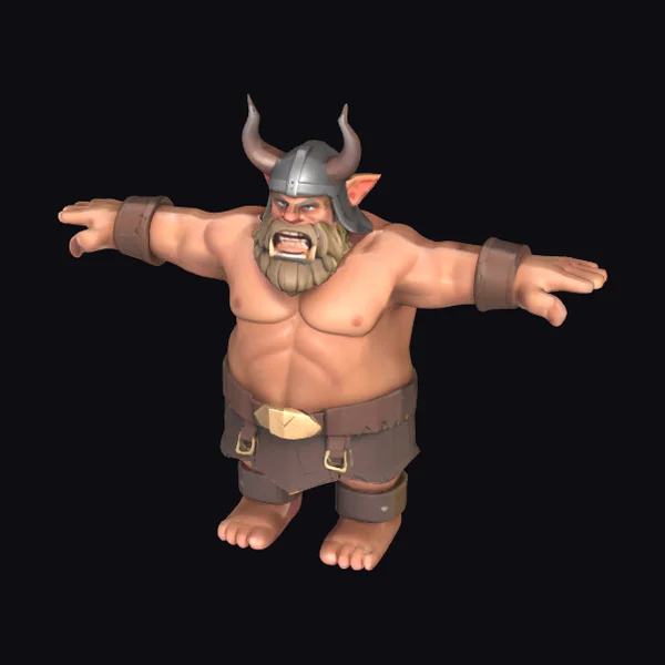 Muscular Barbarian T-Pose