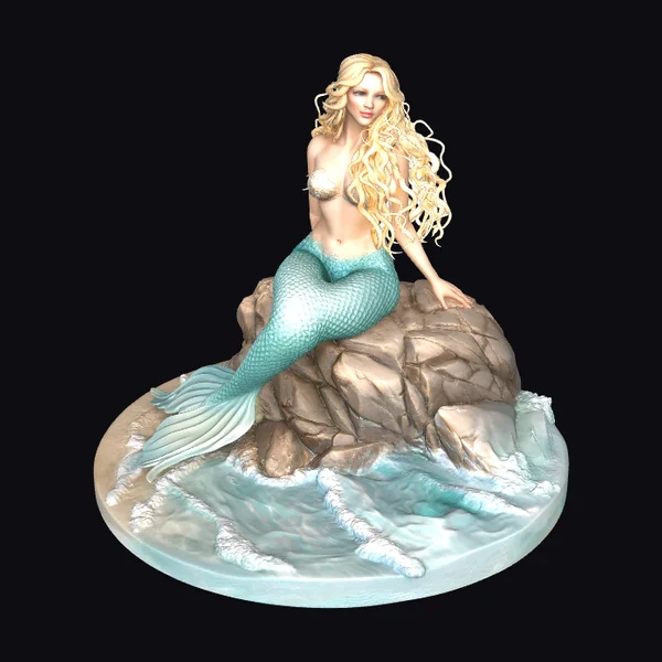 Blonde Mermaid on Rock
