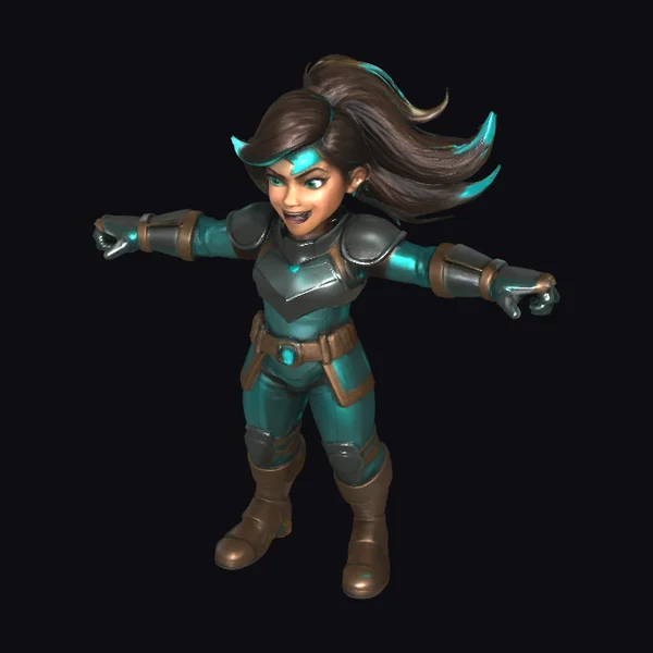Teal Armored Female Warrior