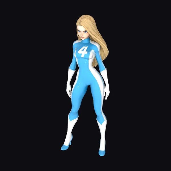 Blonde Superheroine in Blue