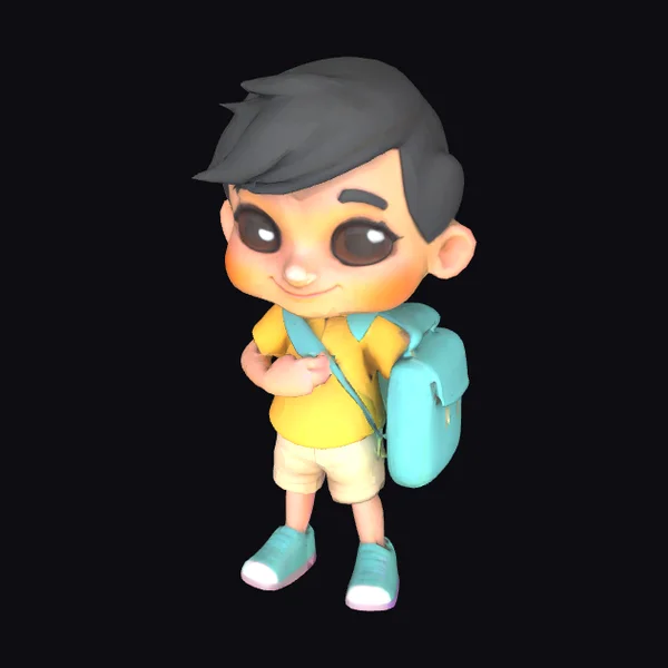 Cartoon Boy with Backpack