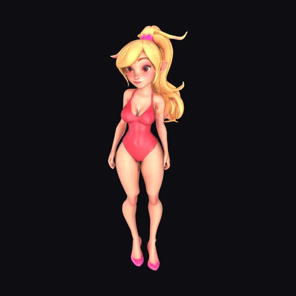 Blond Imp in Swimsuit