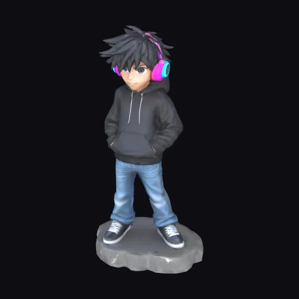Anime Boy with Headphones