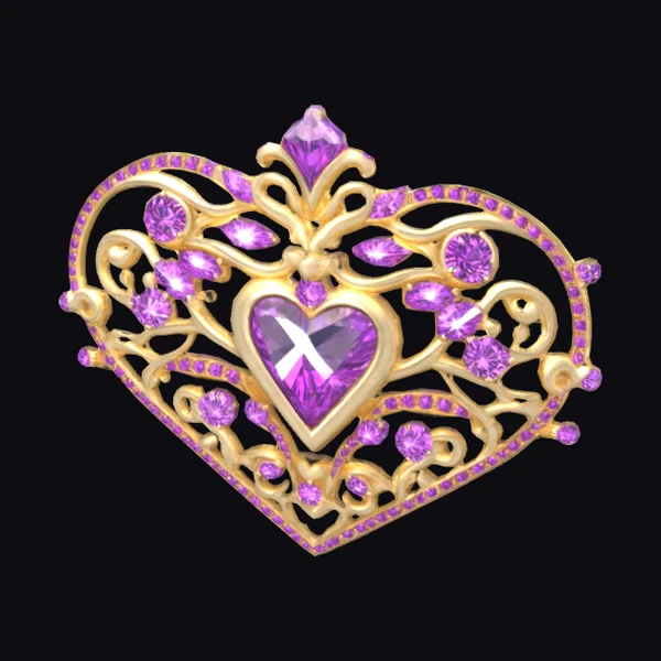 Ornate Purple Heart Brooch