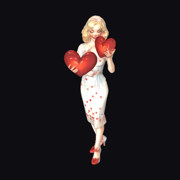 Woman Holding Red Hearts