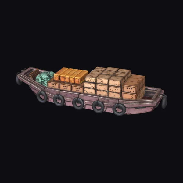 Cargo Boat with Crates