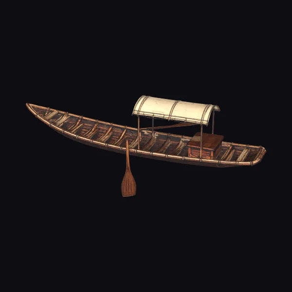 Wooden Riverboat with Canopy