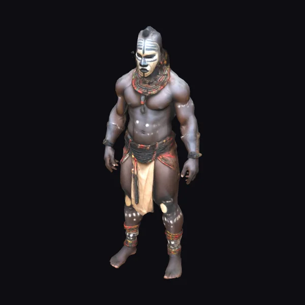 African Warrior with Tribal Mask