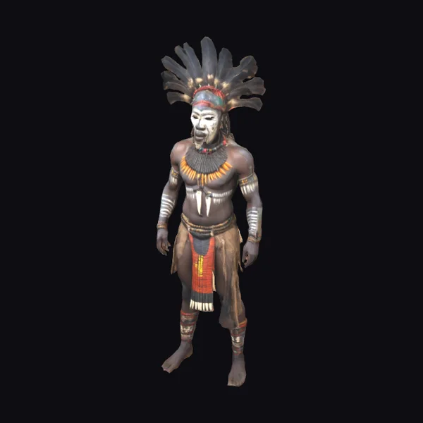African Warrior with Feathers