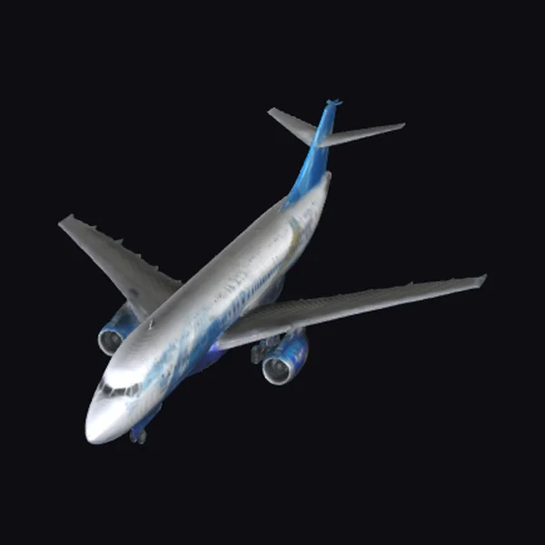 Silver Blue Commercial Airliner