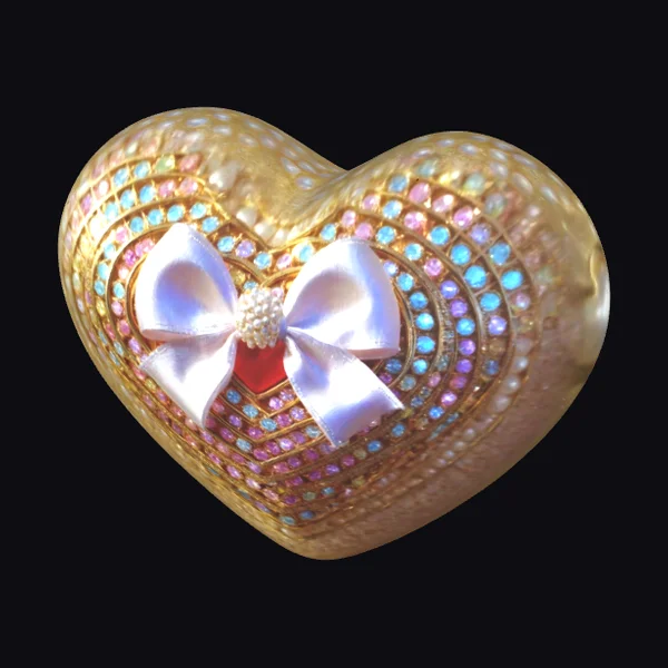 Golden Heart with Bow