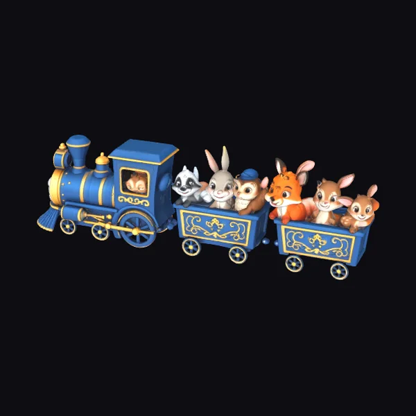 Cartoon Forest Animal Train