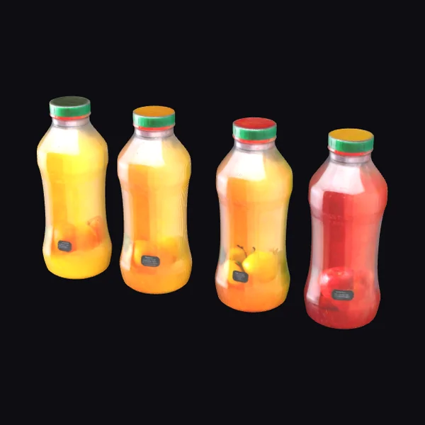 Four Plastic Juice Bottles