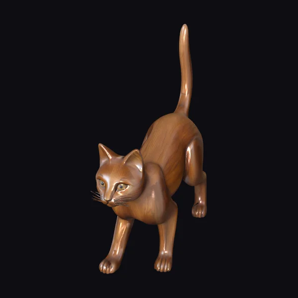 Wooden Feline Figure