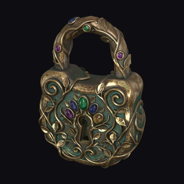Ornate Padlock with Gemstones
