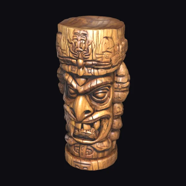 Wooden Tiki Mask Idol