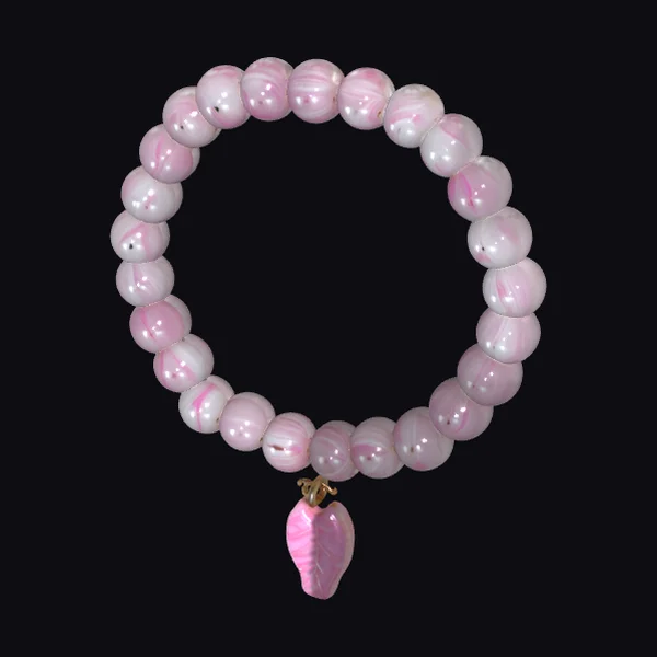 Pink Bead Leaf Charm
