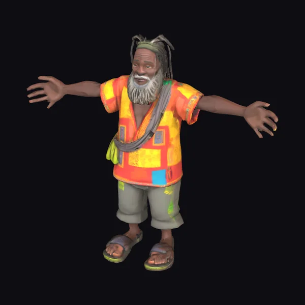 African Elderly Man Cartoon