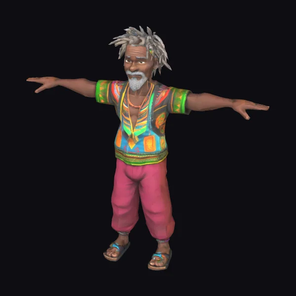 African Elderly Man T-Pose