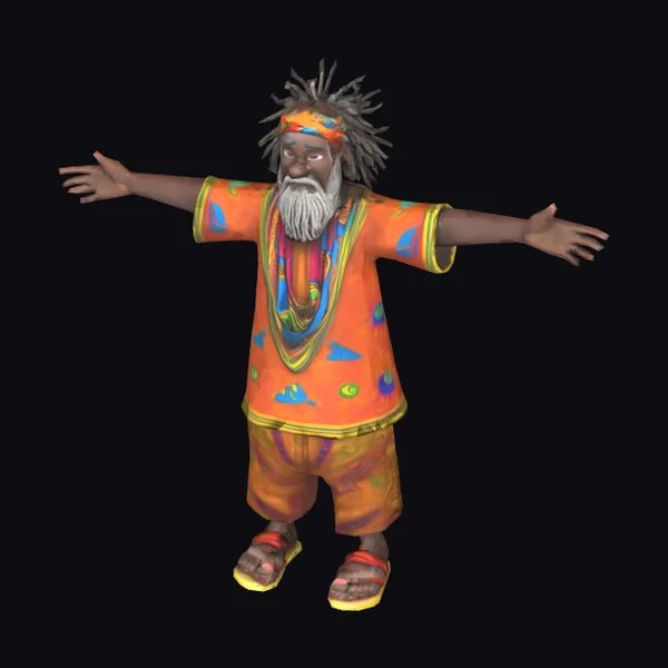 African Elderly Man T-Pose