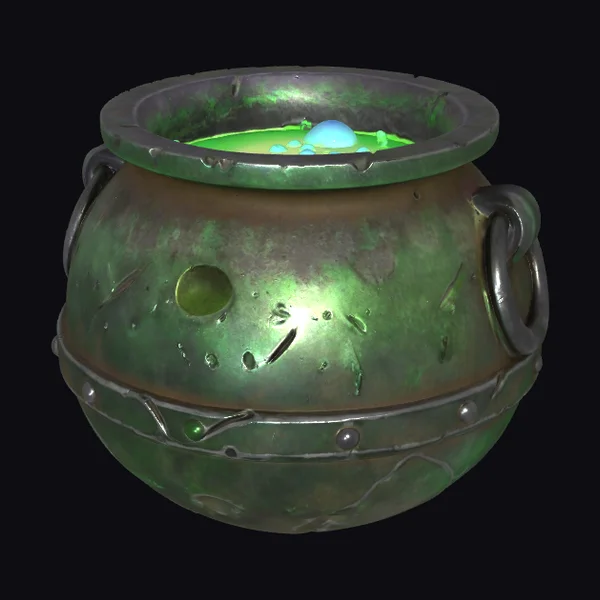 Green Cauldron with Bubbles