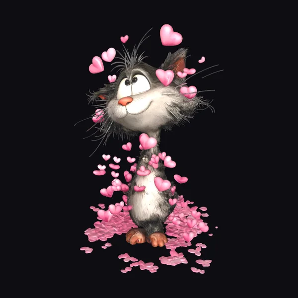 Cute Cat with Hearts