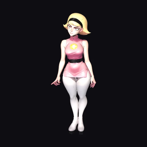 Blonde Pink Superheroine Standing