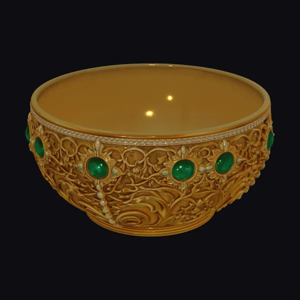 Ornate Emerald Gold Bangle