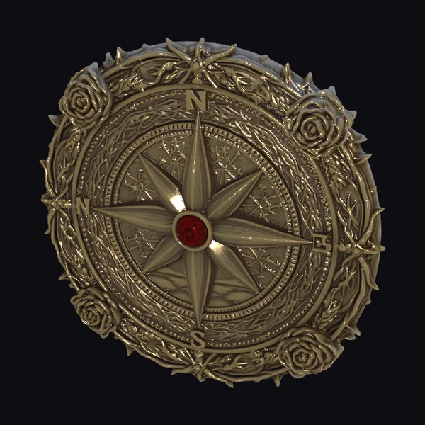 Antique Compass Rose Coin