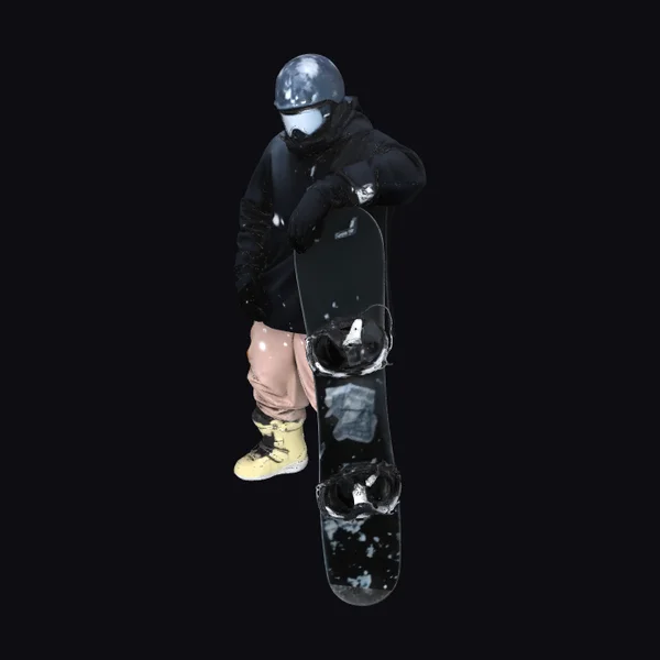 Snowboarder with Black Board