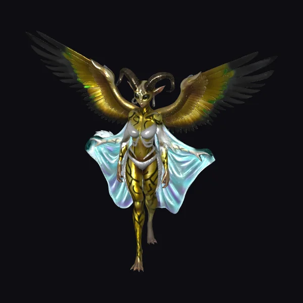 Golden Winged Female Demon