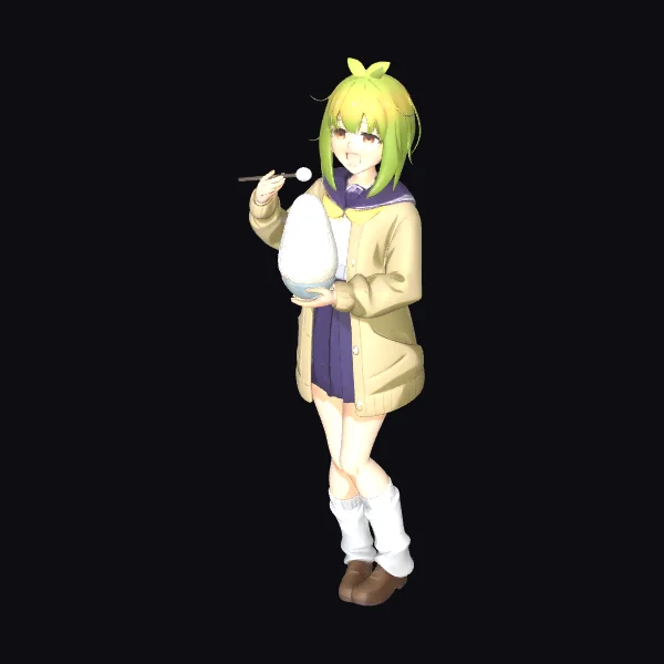 Anime Schoolgirl with Rice