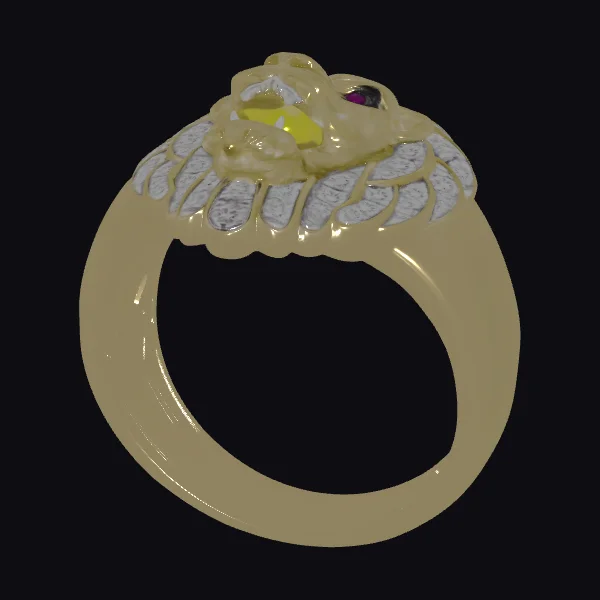 Lion Head Diamond Ring