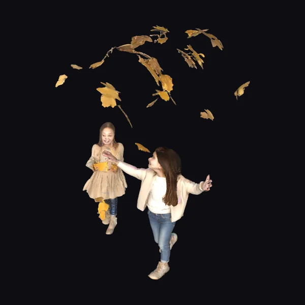Two Girls Playing Leaves