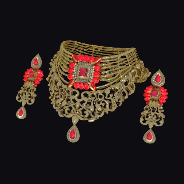 Gold and Red Jewelry Set
