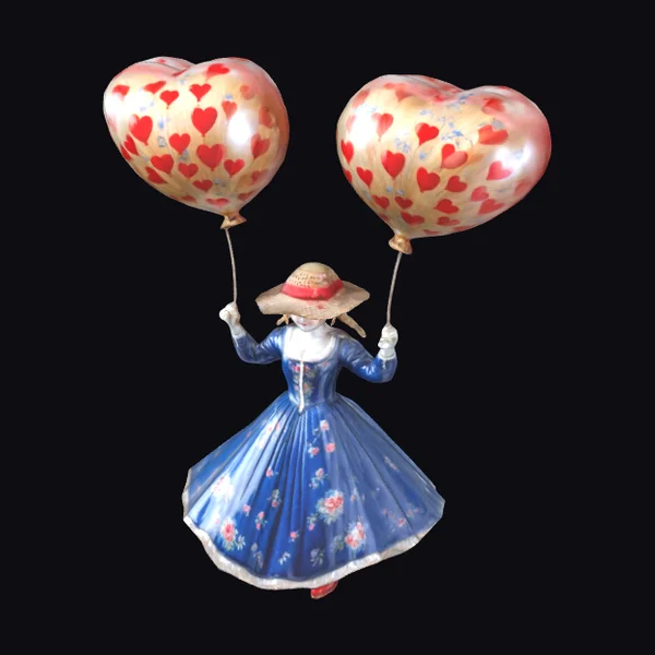 Woman with Heart Balloons