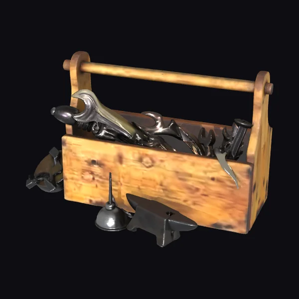 Wooden Toolbox with Tools
