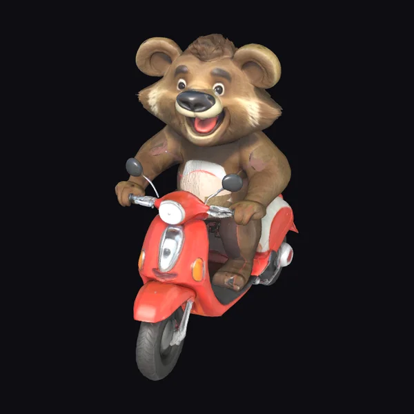 Furry Bear on Scooter