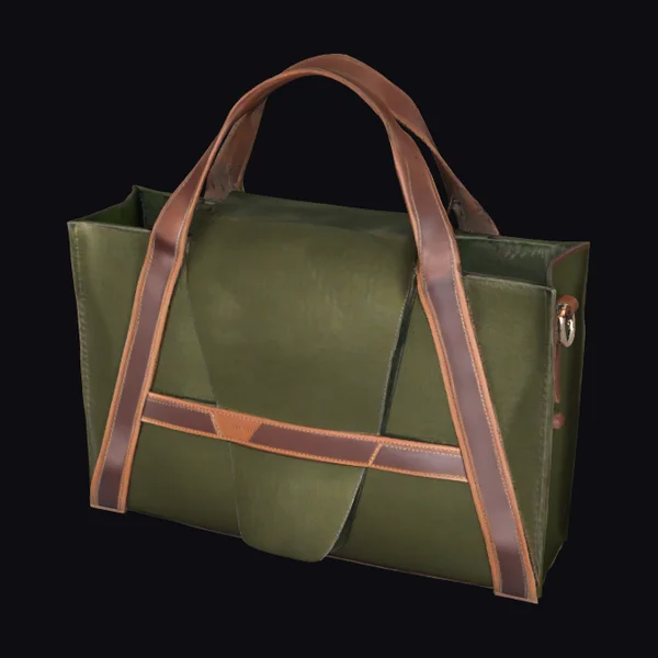 Green Leather Tote Bag