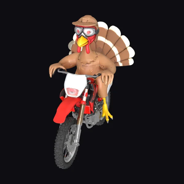 Turbo Turkey on Motorcycle
