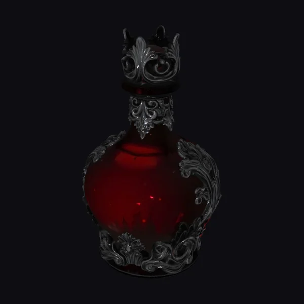 Ornate Red Glass Bottle