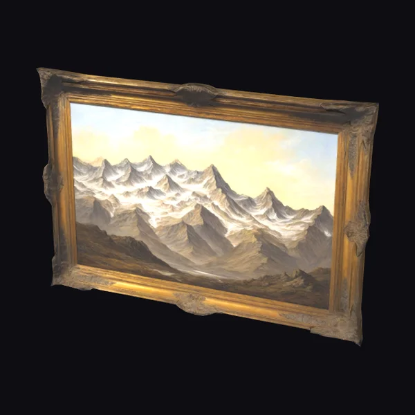 Ornate Mountain Landscape Painting