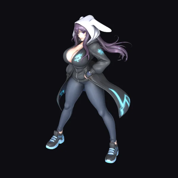 Bunny Hoodie Warrior Girl