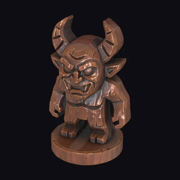 Wooden Demon Figurine