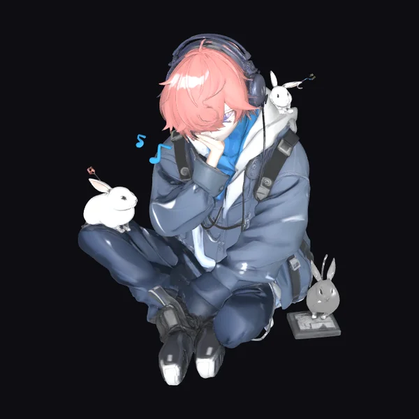 Anime Girl with Bunnies