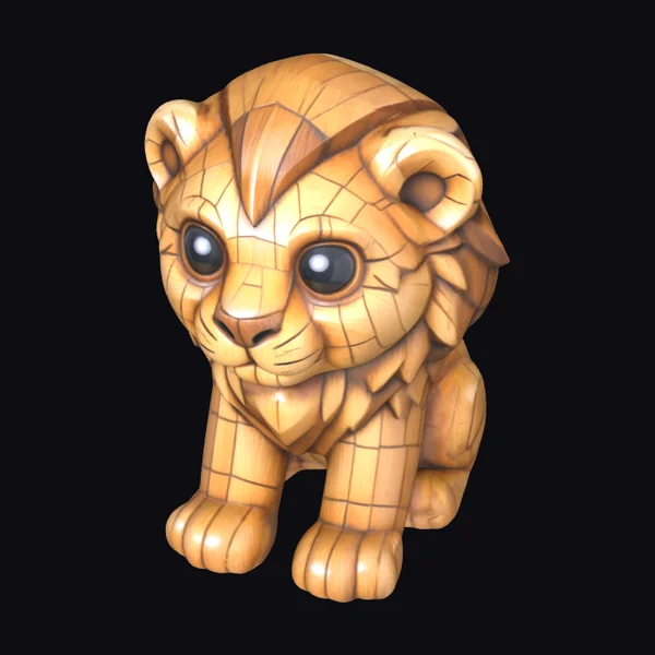 Wooden Lion Cub