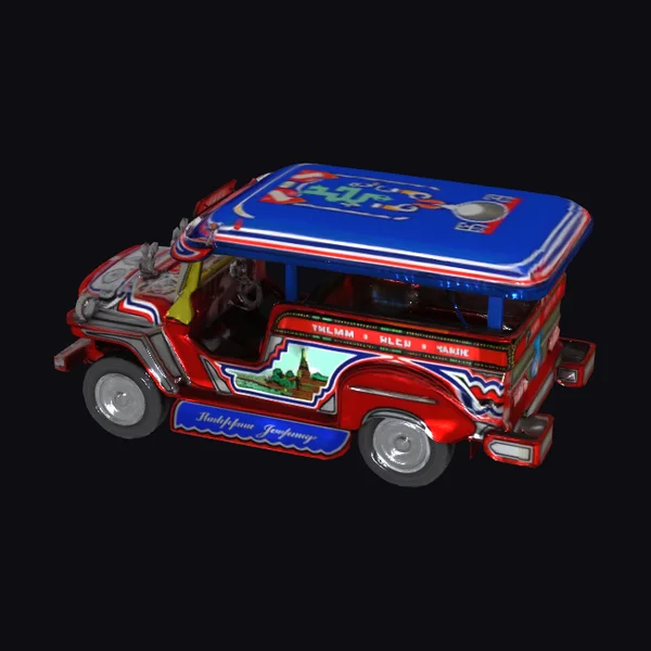 Vibrant Red Jeepney Vehicle