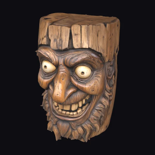 Wooden Tiki Mask Face